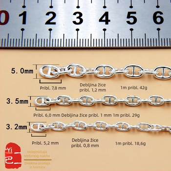 S925 srebro, japanski lanac za DIY ručnu izradu — narukvica, ogrlica i gležnjača, srebrni polu-dovršeni lanac