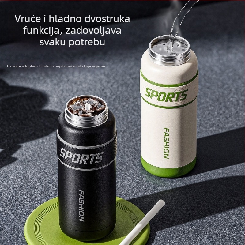 Visokokapacitetna sportska termosica sa slamkom, 316 nehrđajućeg čelika, za automobil, prijenosni čaša vode