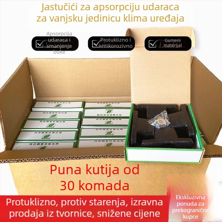 Gumena amortizacijska podloga za vanjsku jedinicu klima uređaja, baza za apsorpciju šoka, zvučna izolacija, universalna debela kvadratna podloga