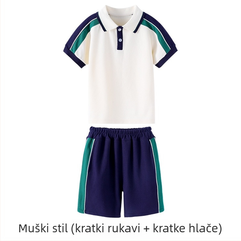 Set školskih uniforma od pamuka za vrtić i osnovnu školu – kratki rukavi, sportski stil, za fotografiju završetka