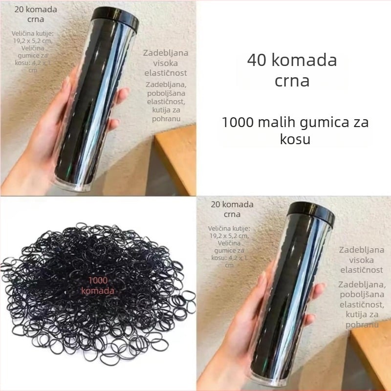 40 komada gumica za kosu u kutiji, visokoelastične, izdržljive, bezšivne, s 1000 malih gumica