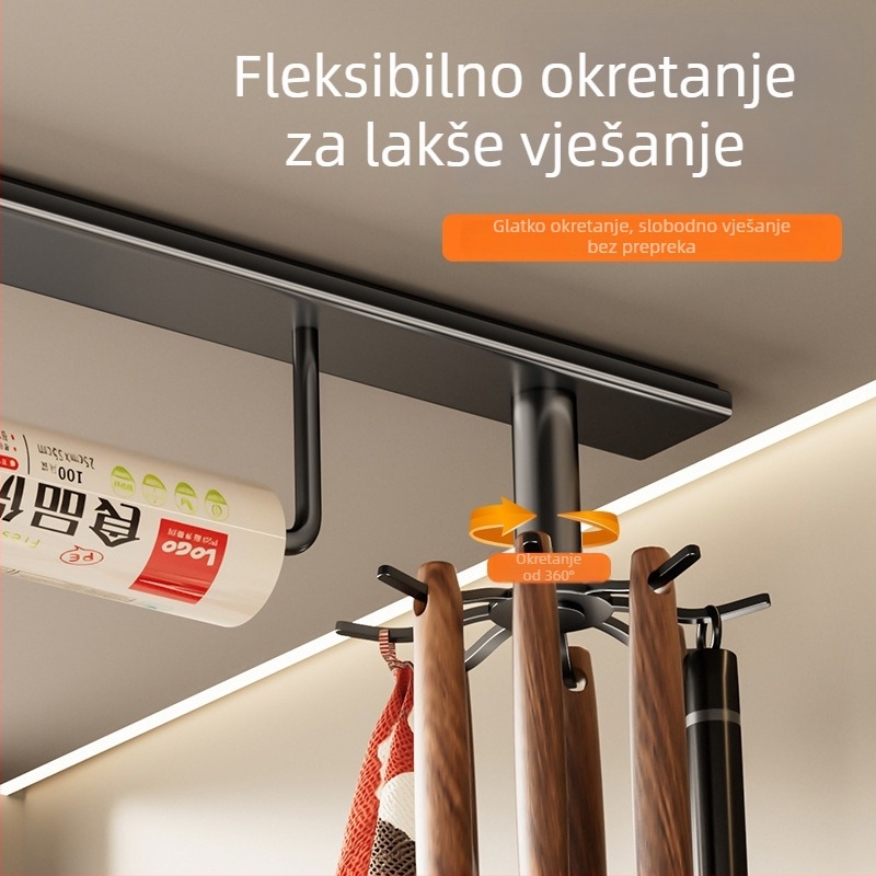 Zidni stalak za kuhinjske alate: špatule i žlice, bez bušenja, višenamjenski držač