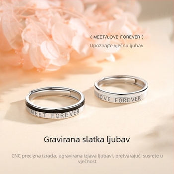 Par prstena od srebra 925, japanski stil, lagani luksuz, minimalistički dizajn s gravurom