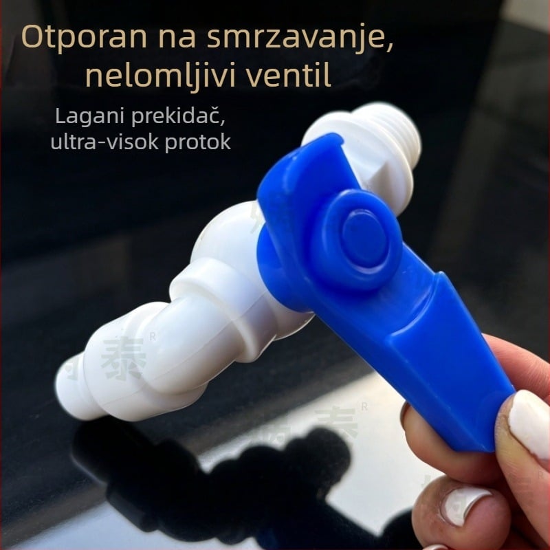 Plastična slavina s plavom ručkom, kuglični ventil, 1/2 inča navoja, visok protok, brzo otvaranje, za perilicu rublja