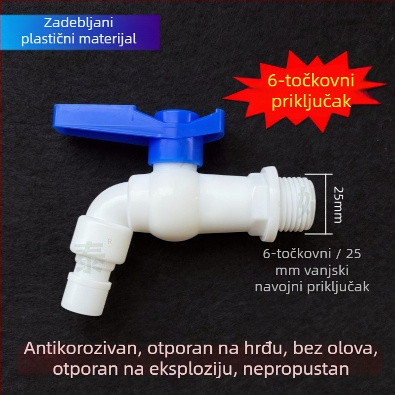 Plastična slavina s plavom ručkom, kuglični ventil, 1/2 inča navoja, visok protok, brzo otvaranje, za perilicu rublja