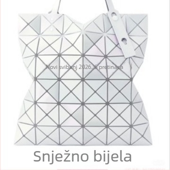 Geometrijska rombo mini torbica s bijelim hardverom, 6 pretinci, PVC