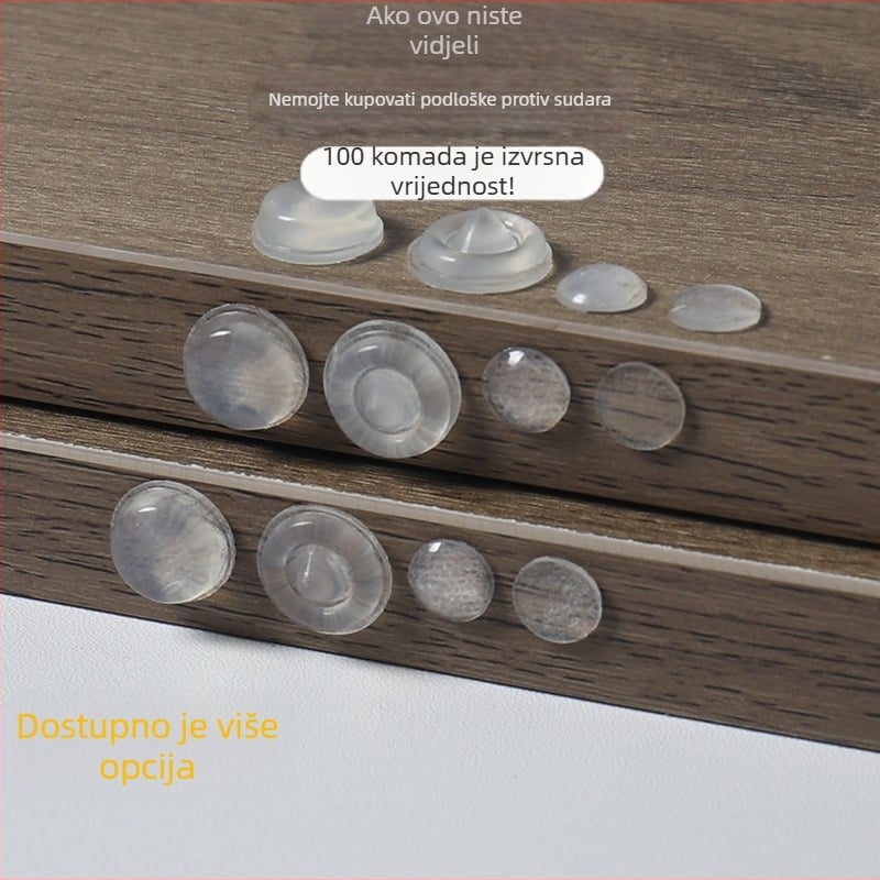 Samoljepljivi silikonski jastučići za vrata ormarića, prozirni, protuklizni i zvučno izolirani, dimenzije 12×4 mm, 8×1,5 mm, 8×2,5 mm, 12×5 mm