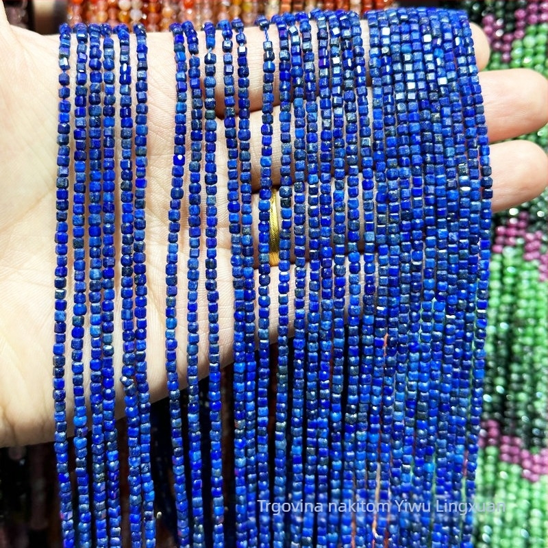 Prirodni lazurit, 2 mm kvadratne razdjelne perle, slobodne perle za DIY nakit, poluproizvodi za dugački lanac