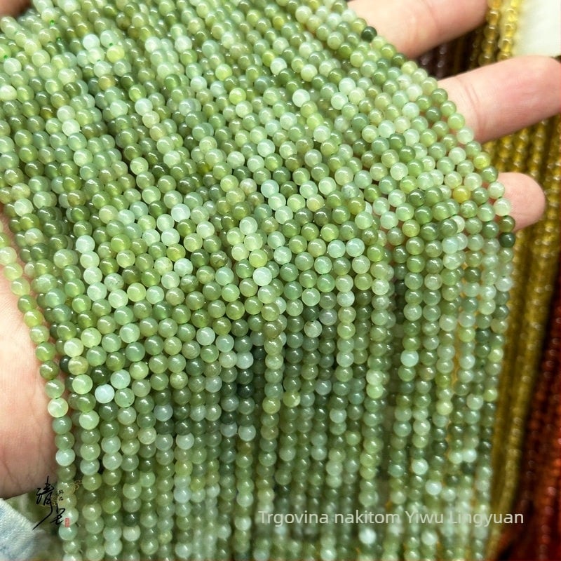 3 mm prirodne Hetian jade okrugle perle, slobodne perle za DIY izradu nakita – poluproizvodi