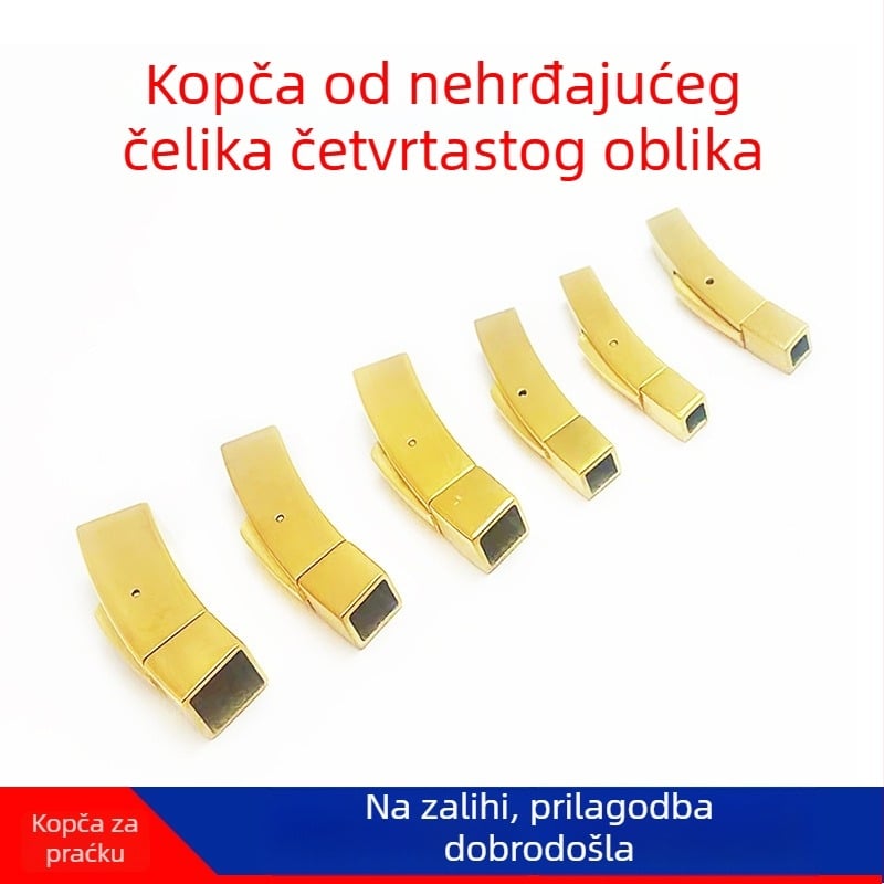 Nerđajući čelik – kvadratno dugme za DIY nakit – spojka za kožni konac, narukvicu i ogrlicu