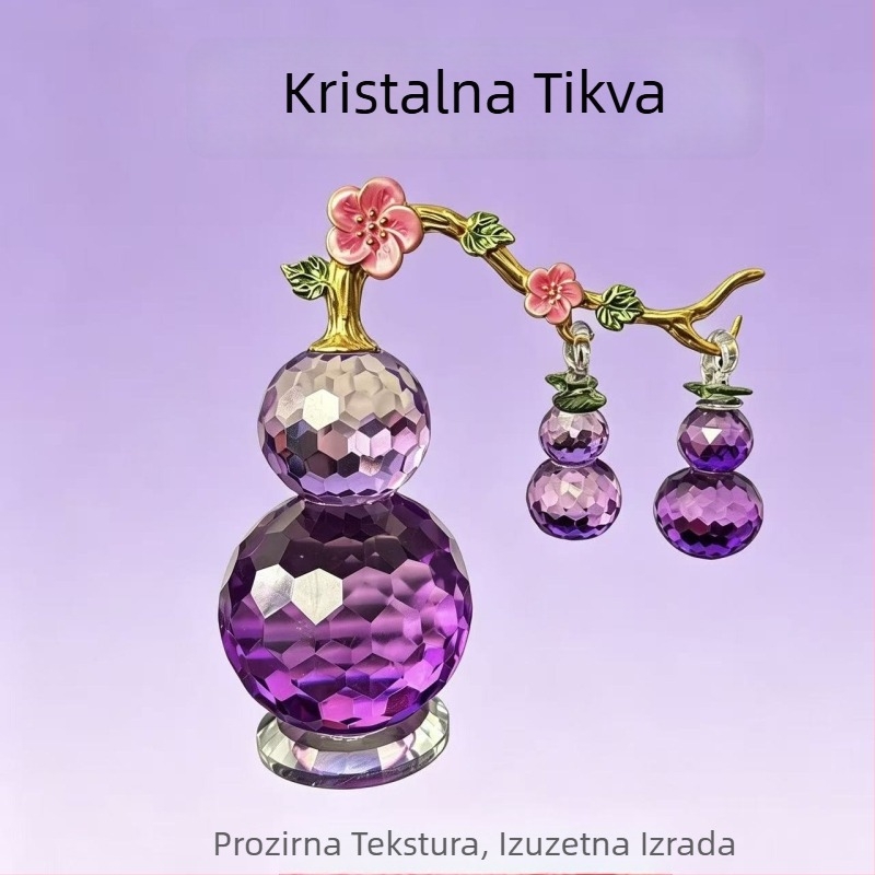 Kristalna bundeva s vinom — realističan imitacijski ukras u kineskom stilu za prosperitet