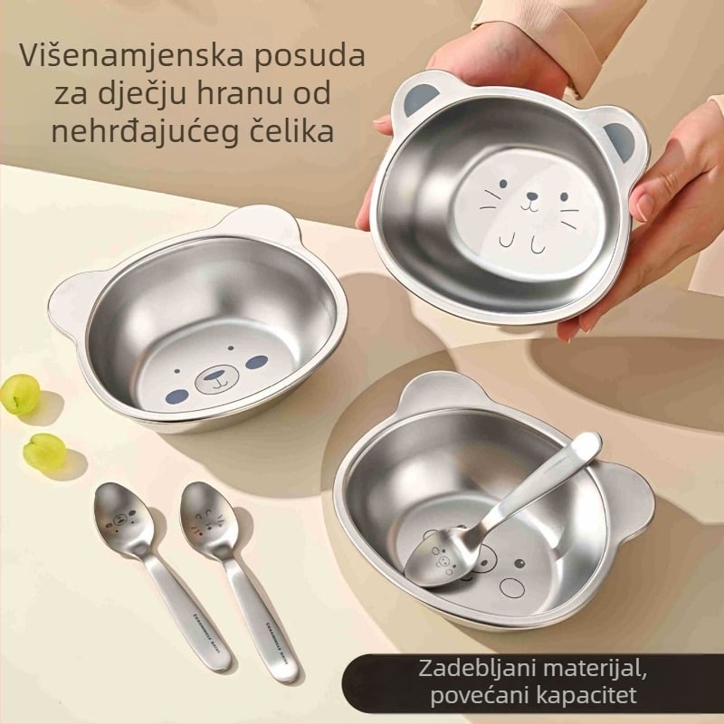 Posuda od nehrđajućeg čelika za djecu, sladak crtani uzorak, mala zdjelica za bebe, kućni set posuđa