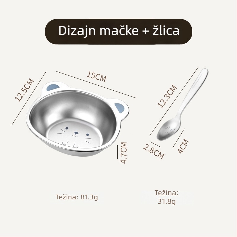 Posuda od nehrđajućeg čelika za djecu, sladak crtani uzorak, mala zdjelica za bebe, kućni set posuđa
