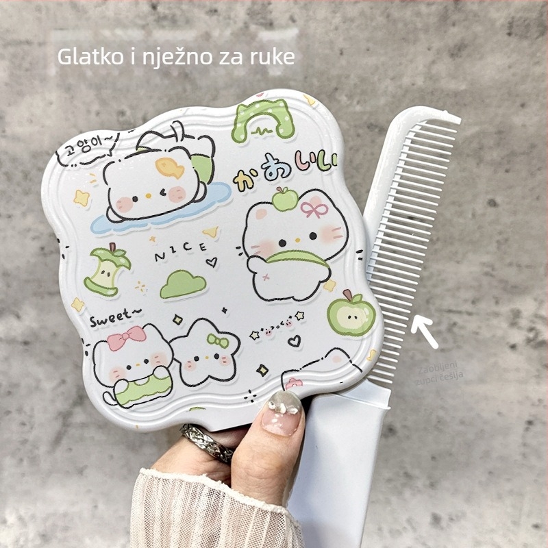 Apple Meow ručno ogledalo s češljem - kompaktno ogledalo za šminku