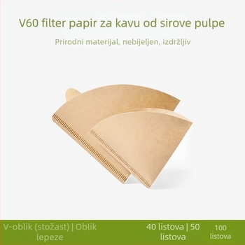 Filtr papir za kavu za V60 – oblik fan, konični papir za ručno pripremljenu kavu