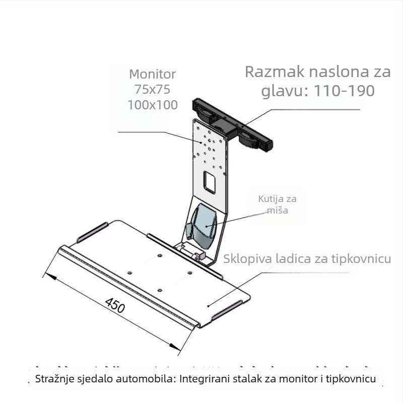 Univerzalni držač monitora i tipkovnice za automobil, 15–27 inča - Ljkj