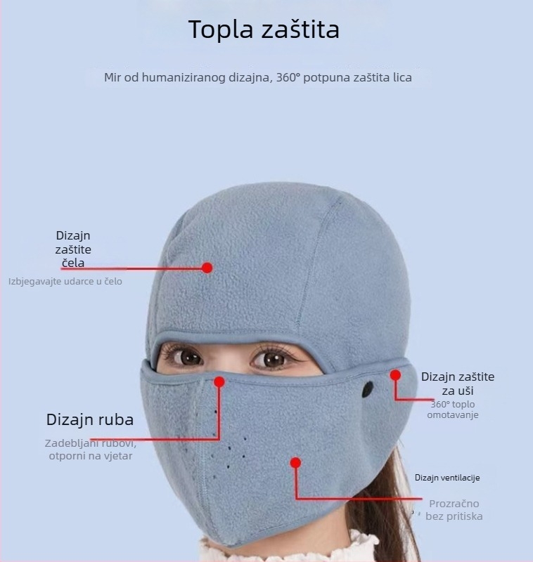 Topla maska za jesen i zimu s kapom i zaštitom za uši – prozračna maska za vožnju biciklom
