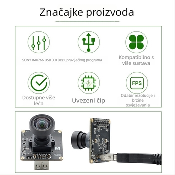 USB 3.0 kamera modul s IMX766, 12MP, 4K/60fps, bez drajvera, strojno vidanje
