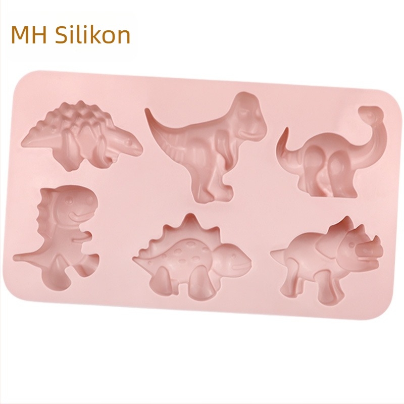 Minghao 6‑udubljena dinosaura silikon kalup za kolače i kruh, karikatura dizajn, kalup za sapun hladnog procesa