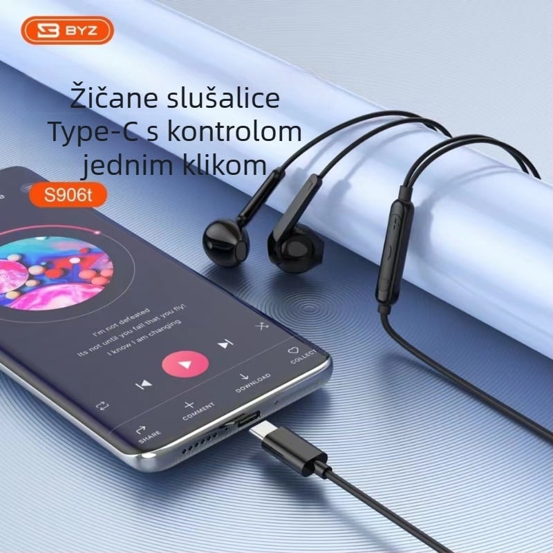 Type-C žične in-ear slušalice, digitalni čip, visokokvalitetan zvuk, ugrađen mikrofon i kabelska kontrola, model S906T