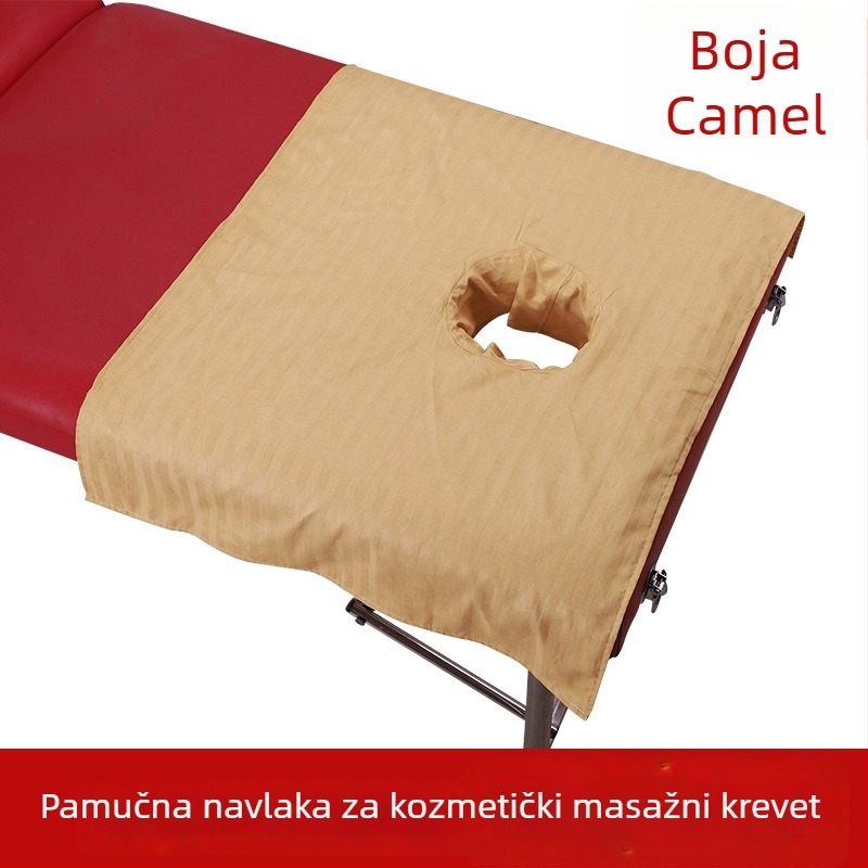 Pamukasto platno za masažu s otvorima, za položaj na trbuh, u saloonu ljepote, kvadratni bijeli pamučni platno