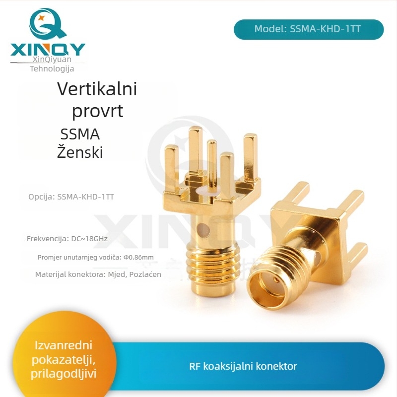 XINQY SSMA-KHD produženi RF konektor za PCB, vertikalni montažni kontakt za lemjenje