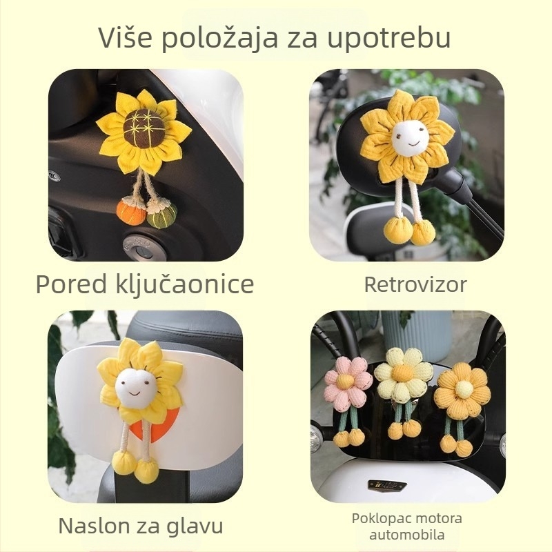 Slatka platnena cvjetna dekoracija za kacige i retrovizore
