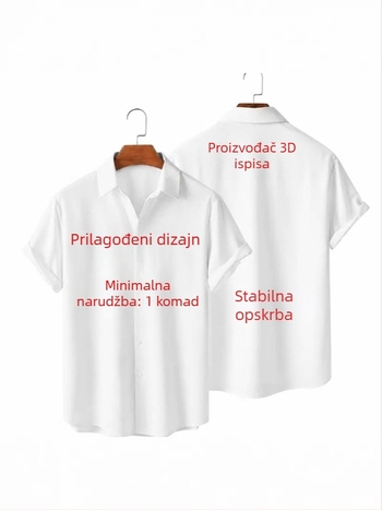 Unisex bluza-cardigan s 3D printom, kratkih rukava, s ovratnikom, ljeto, casual i svestran