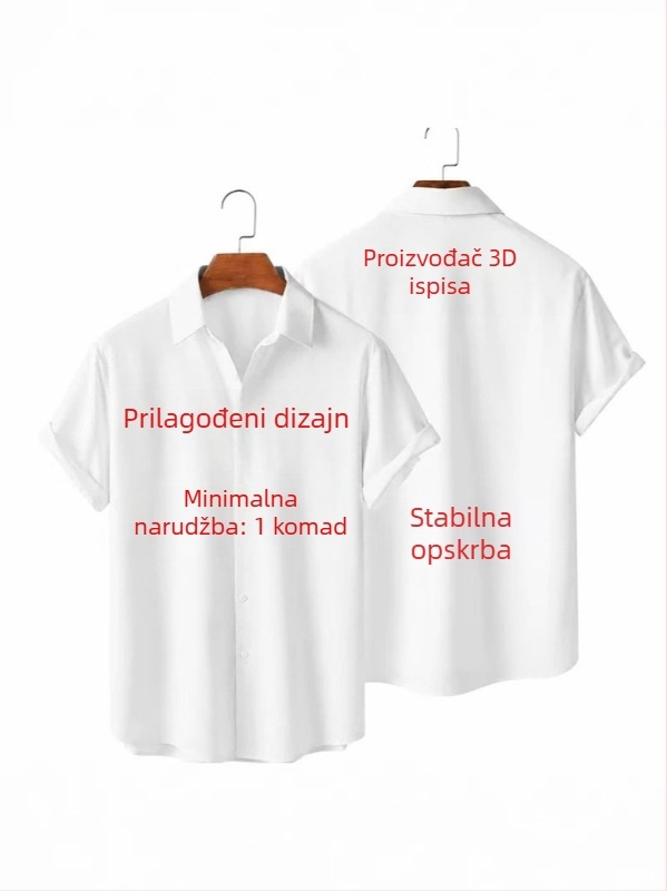 Unisex bluza-cardigan s 3D printom, kratkih rukava, s ovratnikom, ljeto, casual i svestran