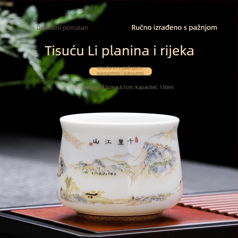 Porcelanska šalica Kung Fu čaja, jedna šalica s poklon kutijom, kineski stil, za osobnu degustaciju čaja