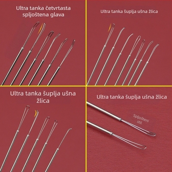 U-oblik šuplja ušna kašika, vizualni alat za čišćenje uha, ručno izrađeni trodjelni dizajn.
