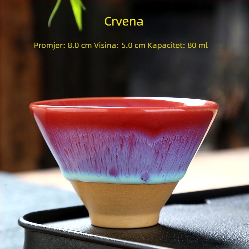 Jian ware keramička šalica za čaj sa četkanom glazurom, Gongfu stil, mala šalice u obliku šešira