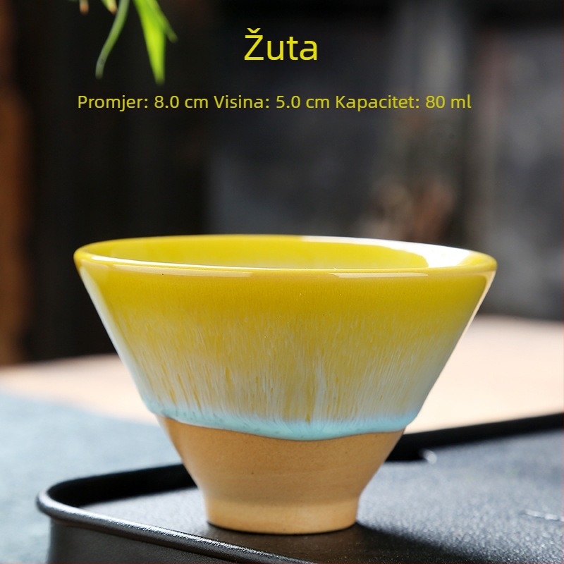 Jian ware keramička šalica za čaj sa četkanom glazurom, Gongfu stil, mala šalice u obliku šešira