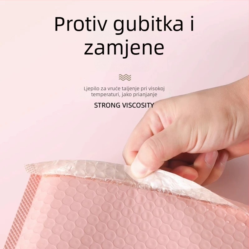 Ružičaste plastične vrećice s mjehurićima za odjeću, samoljepive, debele mjehurične vrećice za pakiranje