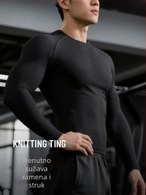 Muška majica s dugim rukavima, slim-fit, prozračna i brzo sušeća, za trčanje i trening