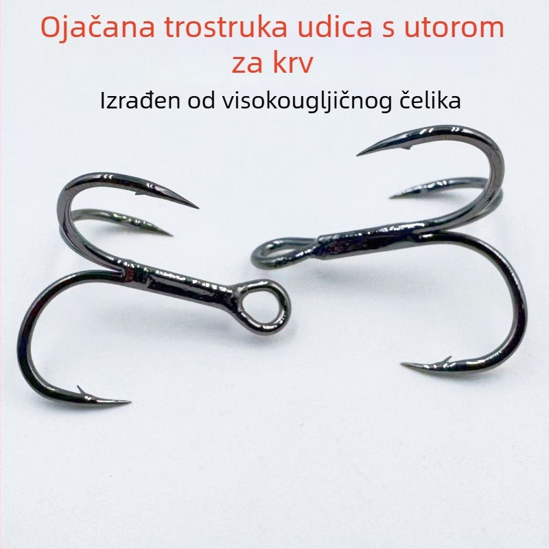 Pojačani trokraki udice za ribolov s premazom srebra i crnim niklom, otporne na koroziju