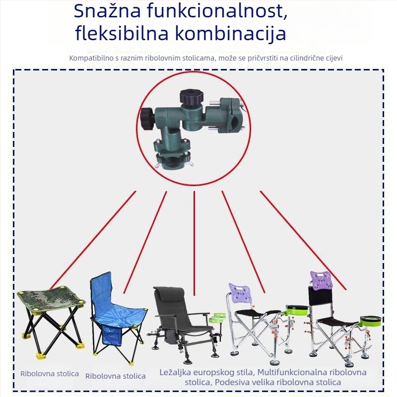 Višenamjenski ribolovni set: kišobran, stolica, univerzalni spojnik, držač štapa i posuda za mamce