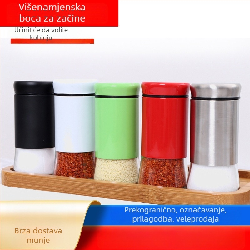 Staklena posuda za začine s rupicama, 150 ml, prenosiva za vanjske roštilje i kućnu upotrebu