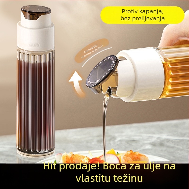 Staklena posuda s gravitacijom za ulje, bez kapljanja, automatsko otvaranje i zatvaranje, za sojin sos, ocat, kuhinjsko vino i začine