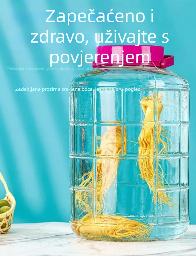 Staklena posuda za kiseličenje s čepom, okrugla, 5 L ili više, za fermentaciju i kiseli kupus