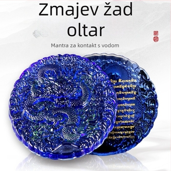 Kristalni talisman Dragon King Temple Mandala za oslobađanje vodom, okrugli Mani kamen, plavo-žuta – dekorativni ukras