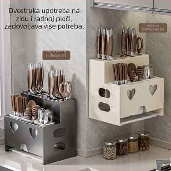 Nerđajući čelični držač noževa, stalak za štapiće i spremnik za pribor - 3-u-1