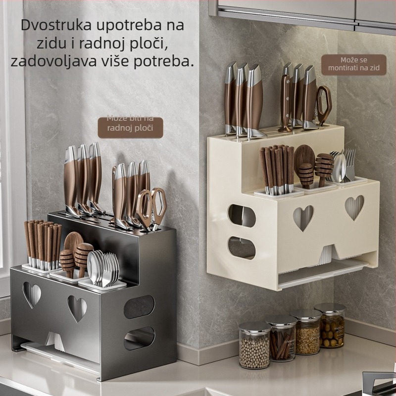 Nerđajući čelični držač noževa, stalak za štapiće i spremnik za pribor - 3-u-1