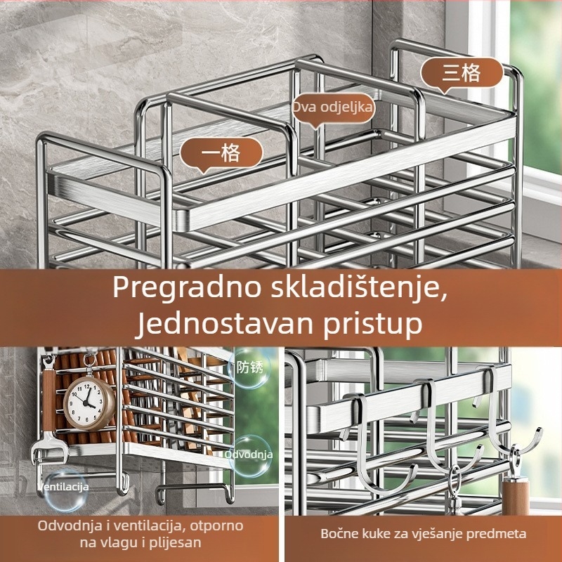 Nerđajući čelični pretinac za štapiće, držač štapića, zidni kuhinjski organizator za štapiće i žlice