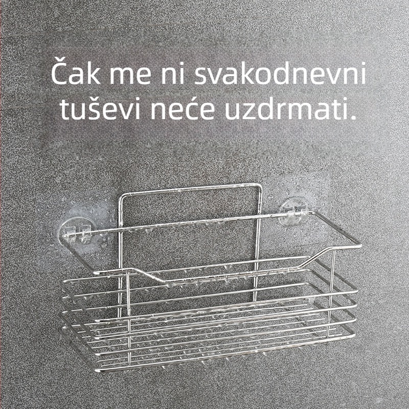 Stalak za pohranu od nehrđajućeg čelika, zidni bez bušenja, višenamjenski organizator za kupaonicu i kuhinju