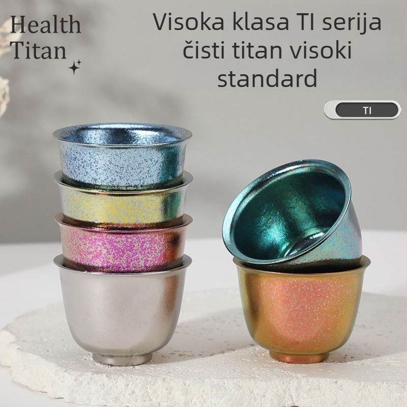 Čista titanijska šalica za čaj s jednim slojem, luksuzni osobni set za čaj, prijenosno za kampiranje, set za pripremu čaja za jednu ili više osoba