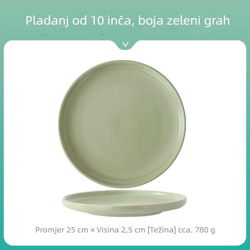 Nordijski keramički kružni plosnati tanjur u Morandi minimalističkom stilu za svakodnevne obroke – pizza, steak, tjestenina i desert