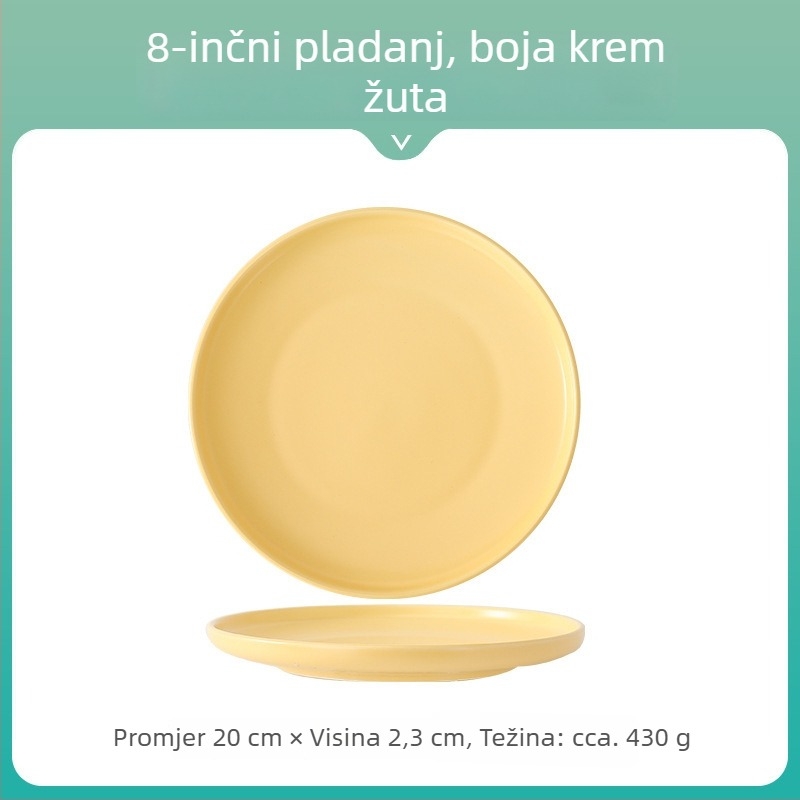 Nordijski keramički kružni plosnati tanjur u Morandi minimalističkom stilu za svakodnevne obroke – pizza, steak, tjestenina i desert