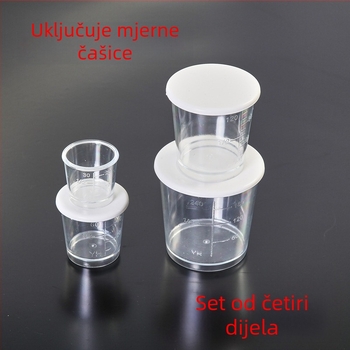 7-dijelni plastični set mjernih čašica za ribolov, s poklopcem i oznakama mjere
