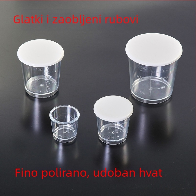 7-dijelni plastični set mjernih čašica za ribolov, s poklopcem i oznakama mjere
